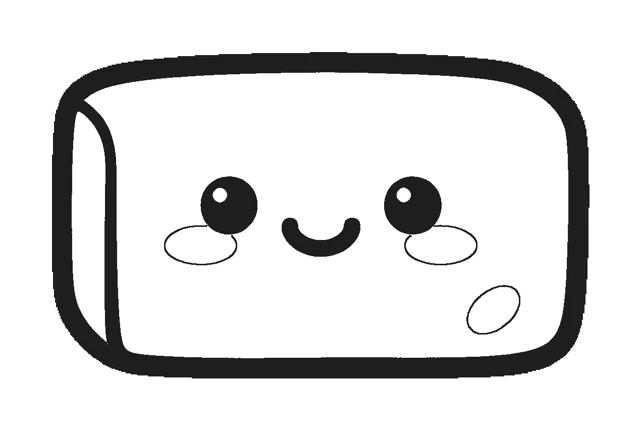 Butter Block paper squishy template, black and white coloring version