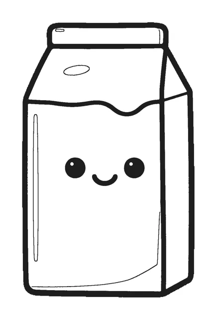 Chocolate Milk Carton paper squishy template, black and white coloring version
