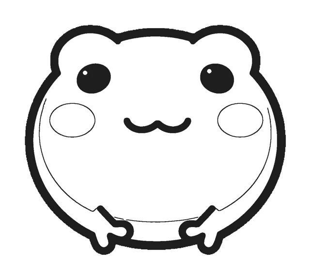 Frog Face paper squishy template, black and white coloring version