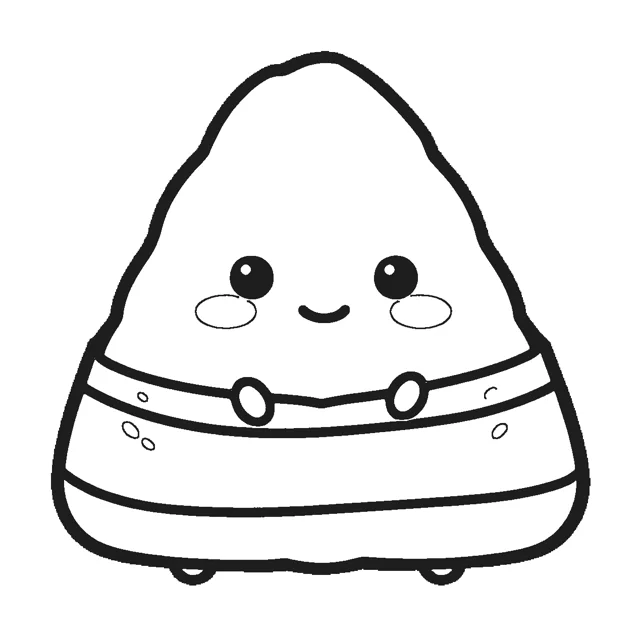 Rice Ball (Onigiri) paper squishy template, black and white coloring version