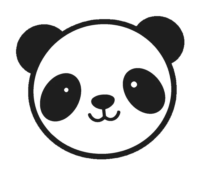 Panda Face paper squishy template, black and white coloring version