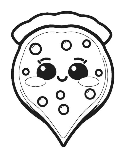 Pizza Slice paper squishy template, black and white coloring version